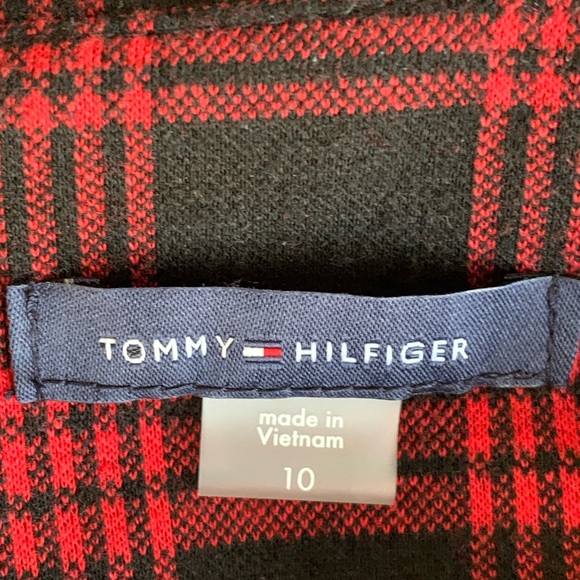 TOMMY HILFIGER RED & BLACK PLAID SHIFT DRESS. WOMEN’S SIZE 10 - Picture 9 of 10